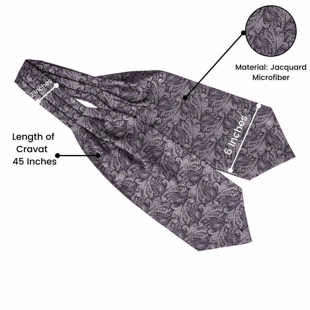 Grey Paisley Cravat for Men
