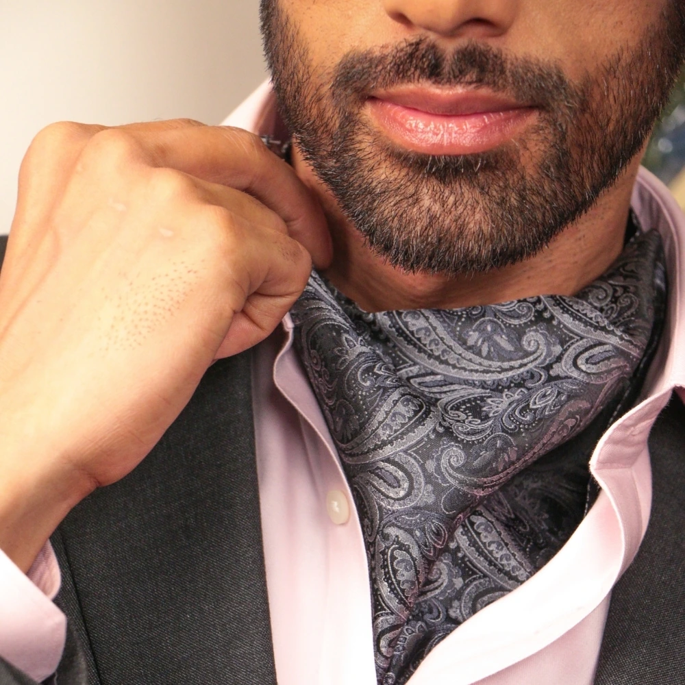 Grey Paisley Cravat for Men