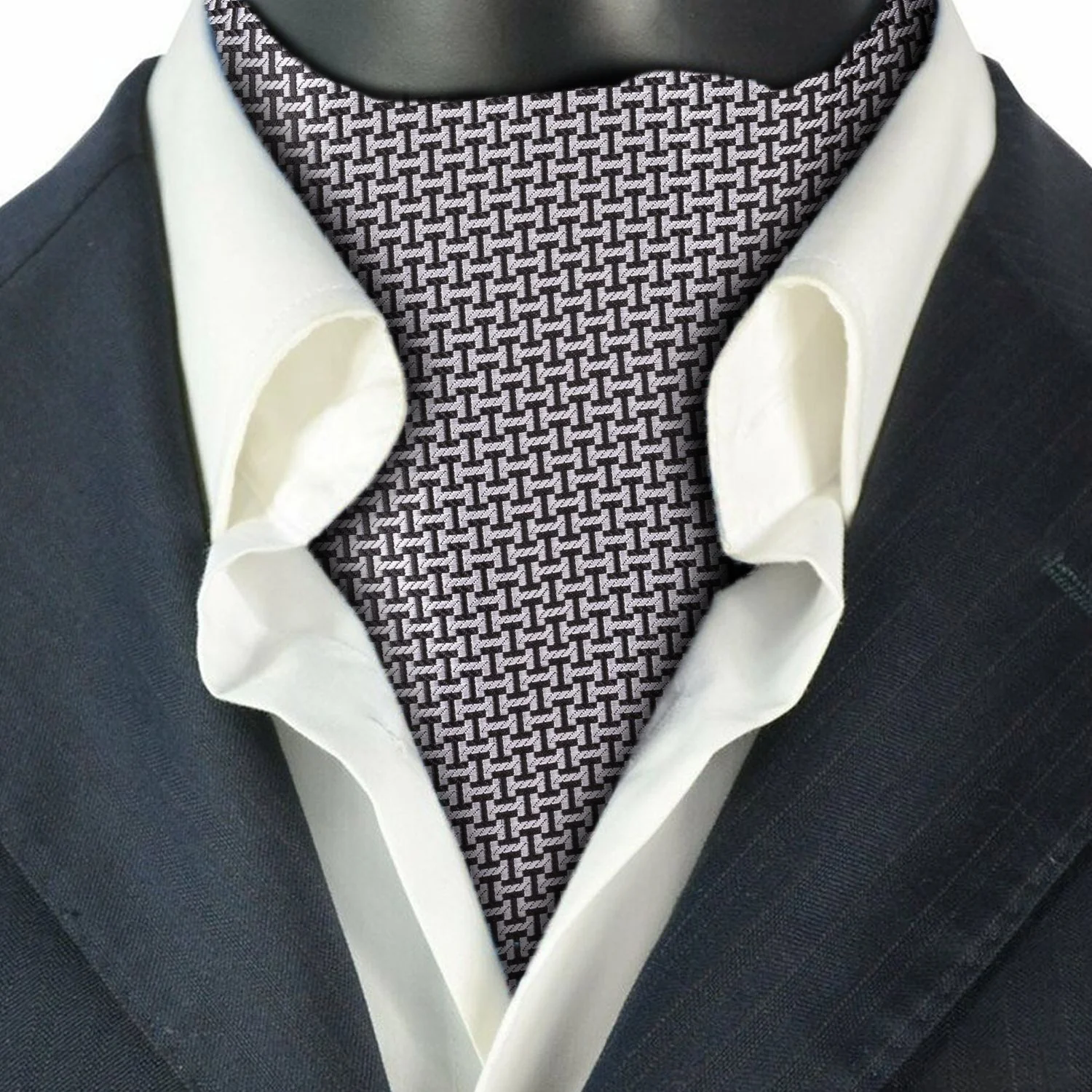 Grey Geometric Cravat for Men
