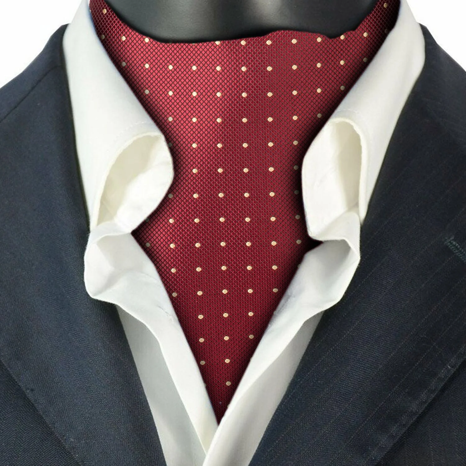 Burgundy Polka Dot Cravat for Men