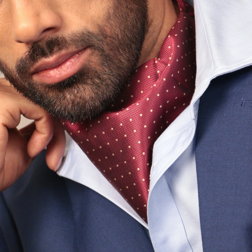 Burgundy Polka Dot Cravat for Men