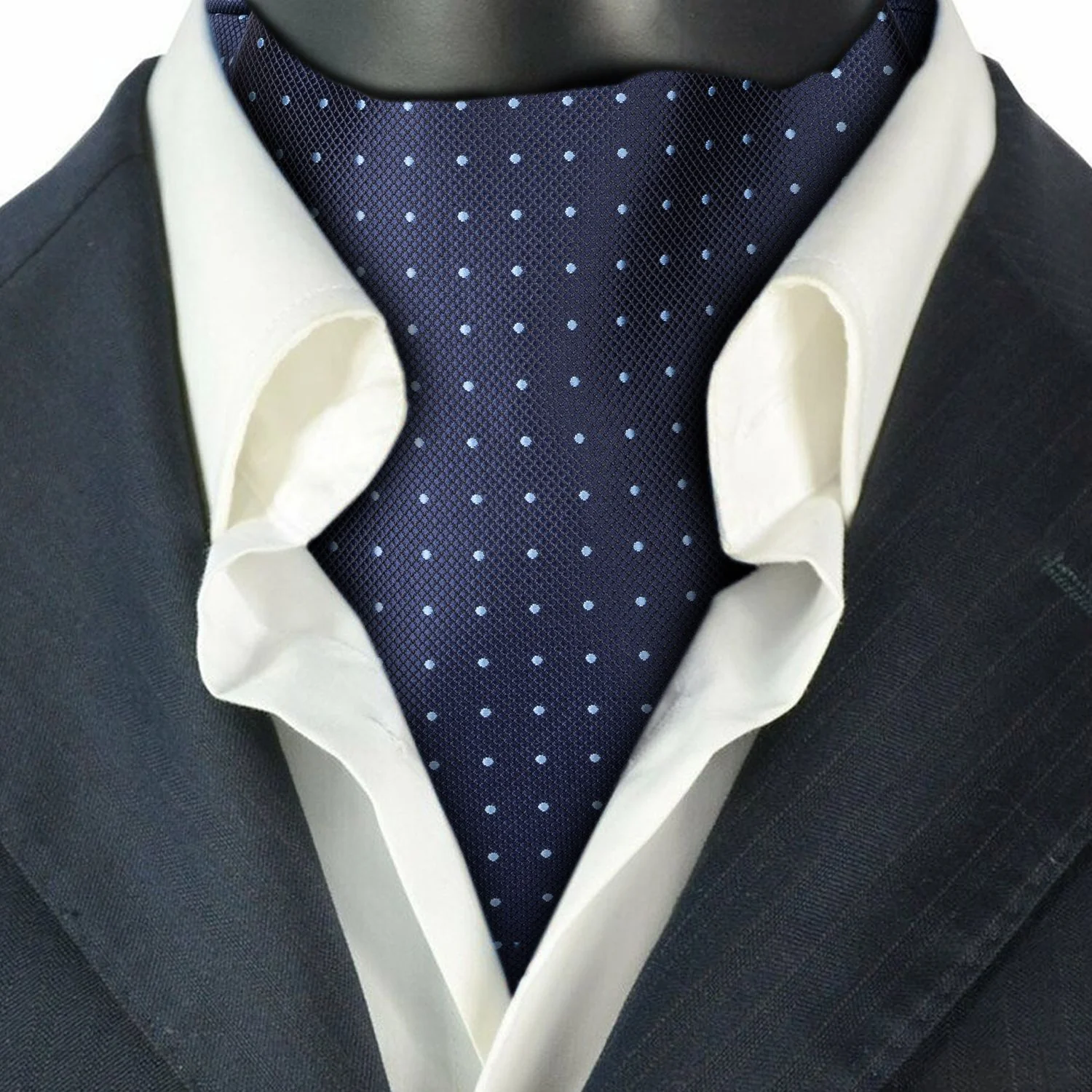 Navy Blue Polka Dot Cravat for Men