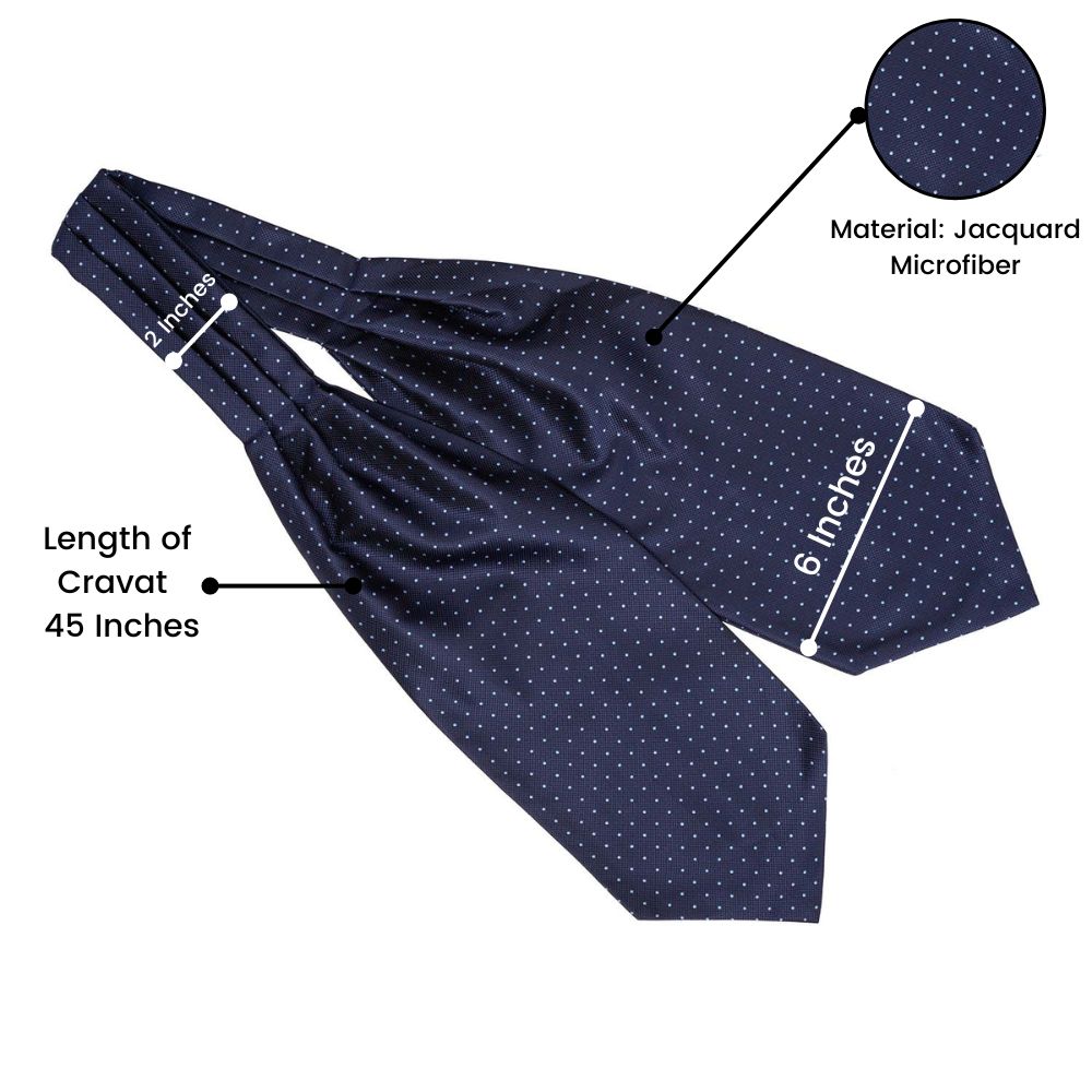 Navy Blue Polka Dot Cravat for Men