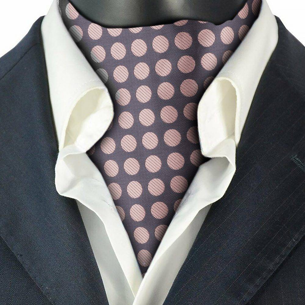 Grey Polka Dot Cravat for Men