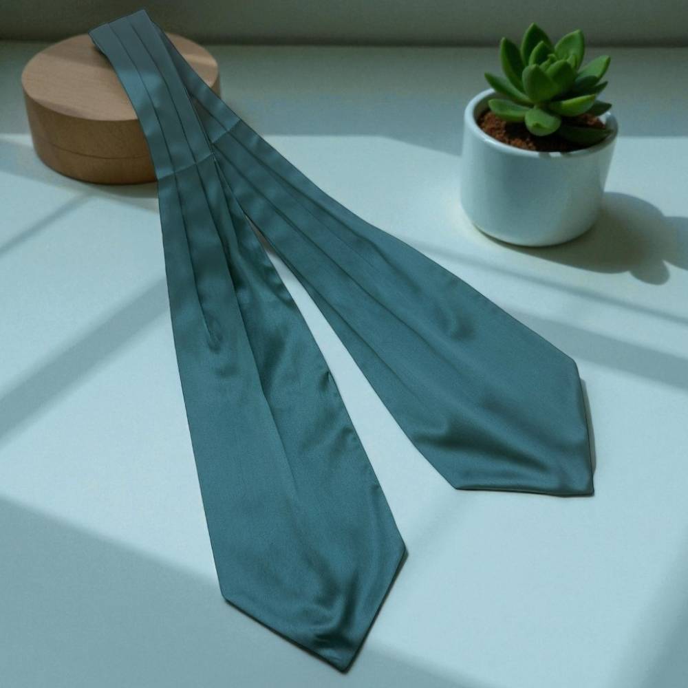 Teal Satin Cravat for Men
