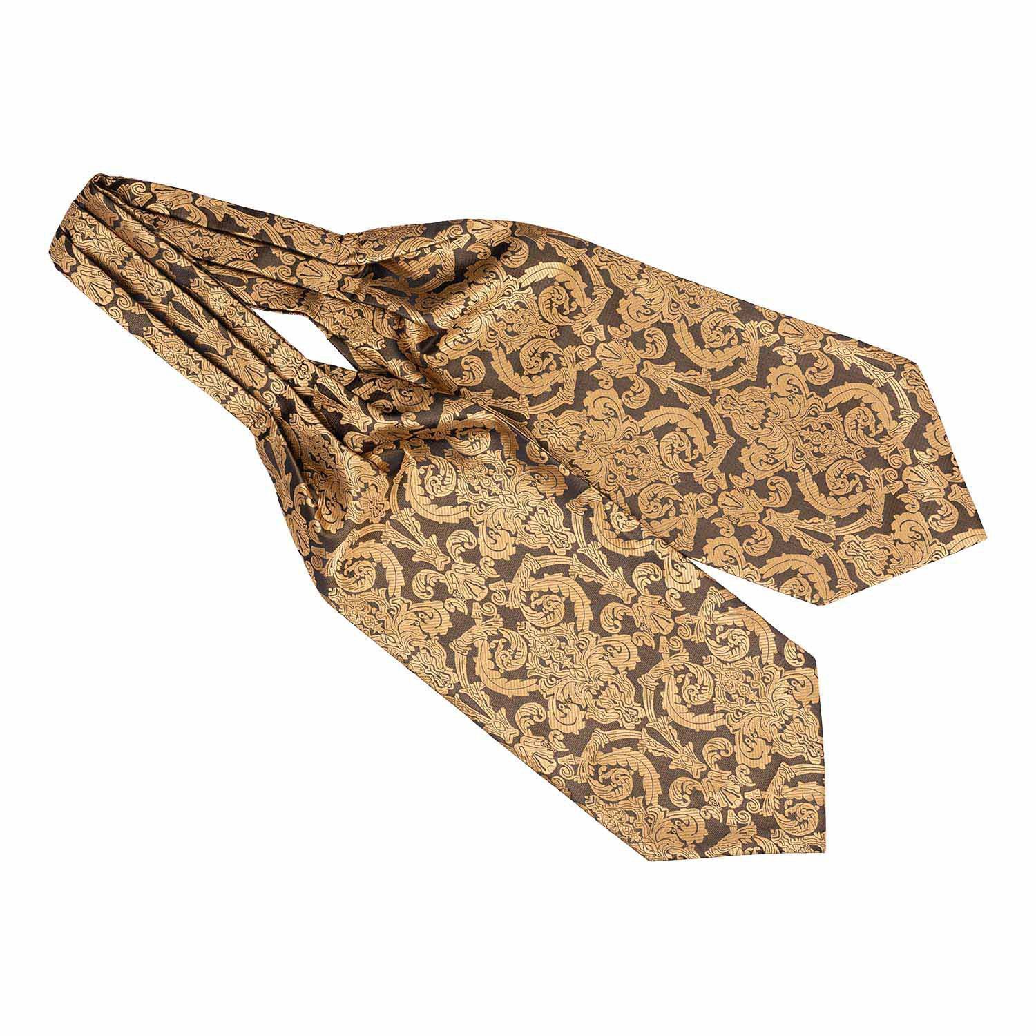 Gold Geometric Cravat and Pocket Square Combo for Men
