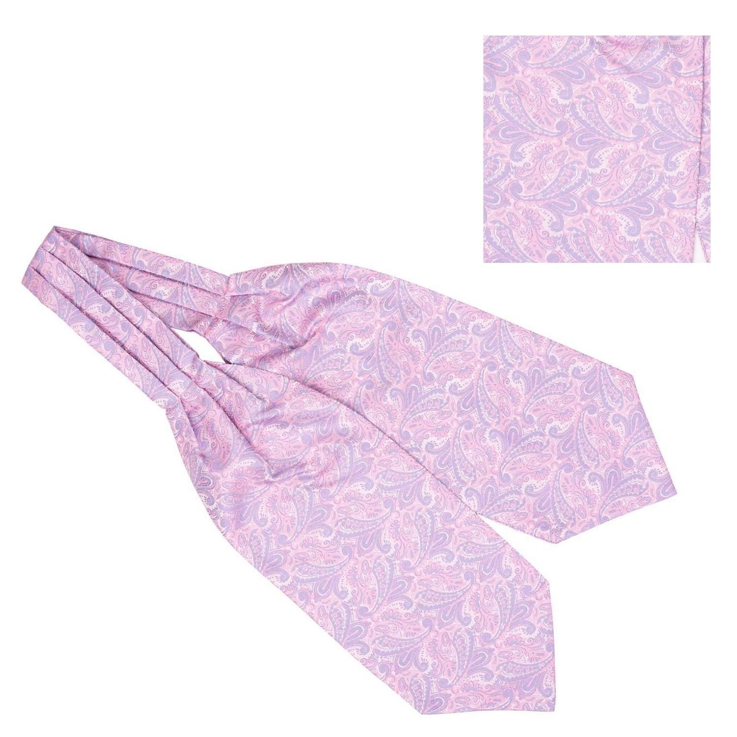 Pink Paisley Cravat and Pocket Square Combo for Men