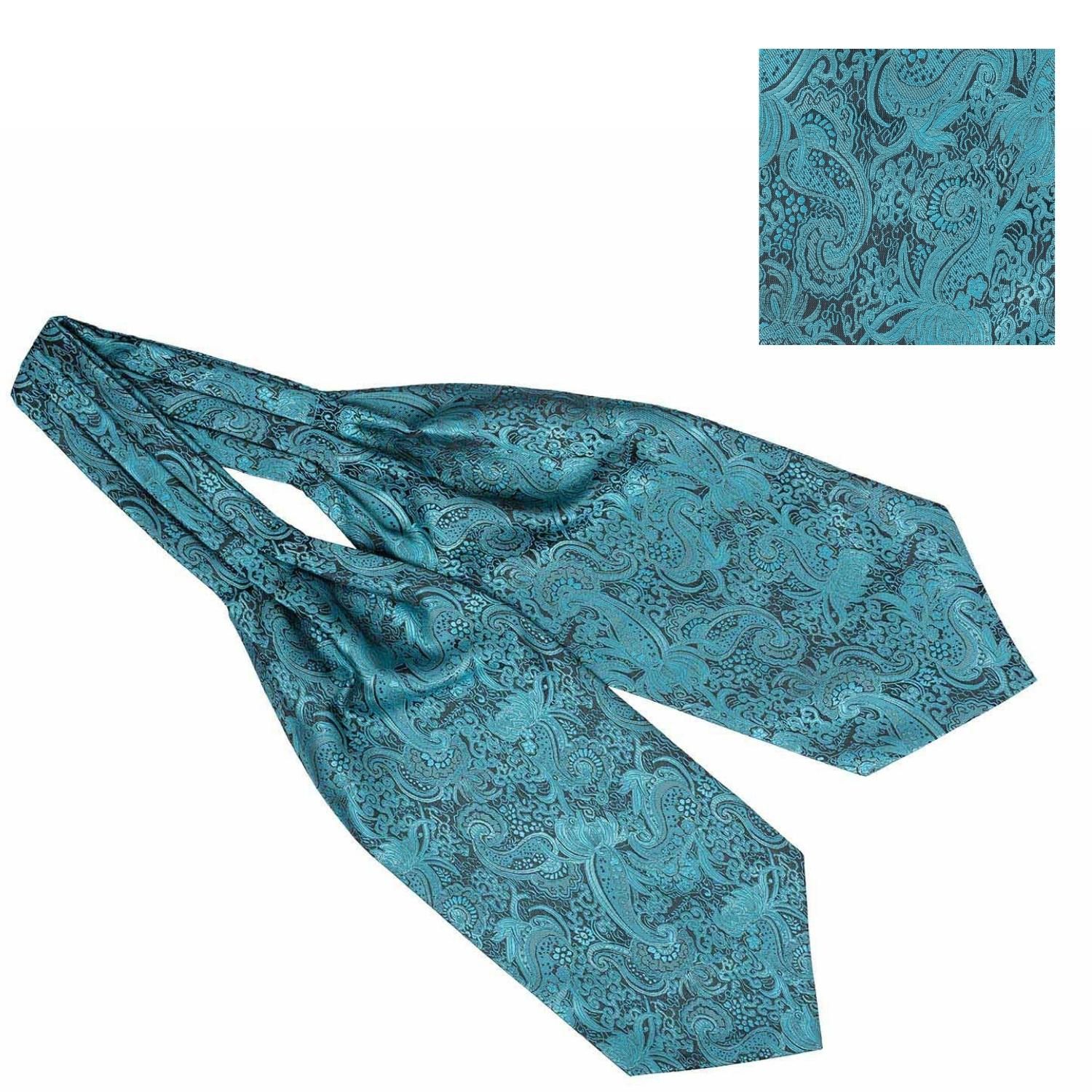 Blue Paisley Cravat and Pocket Square Combo for Men