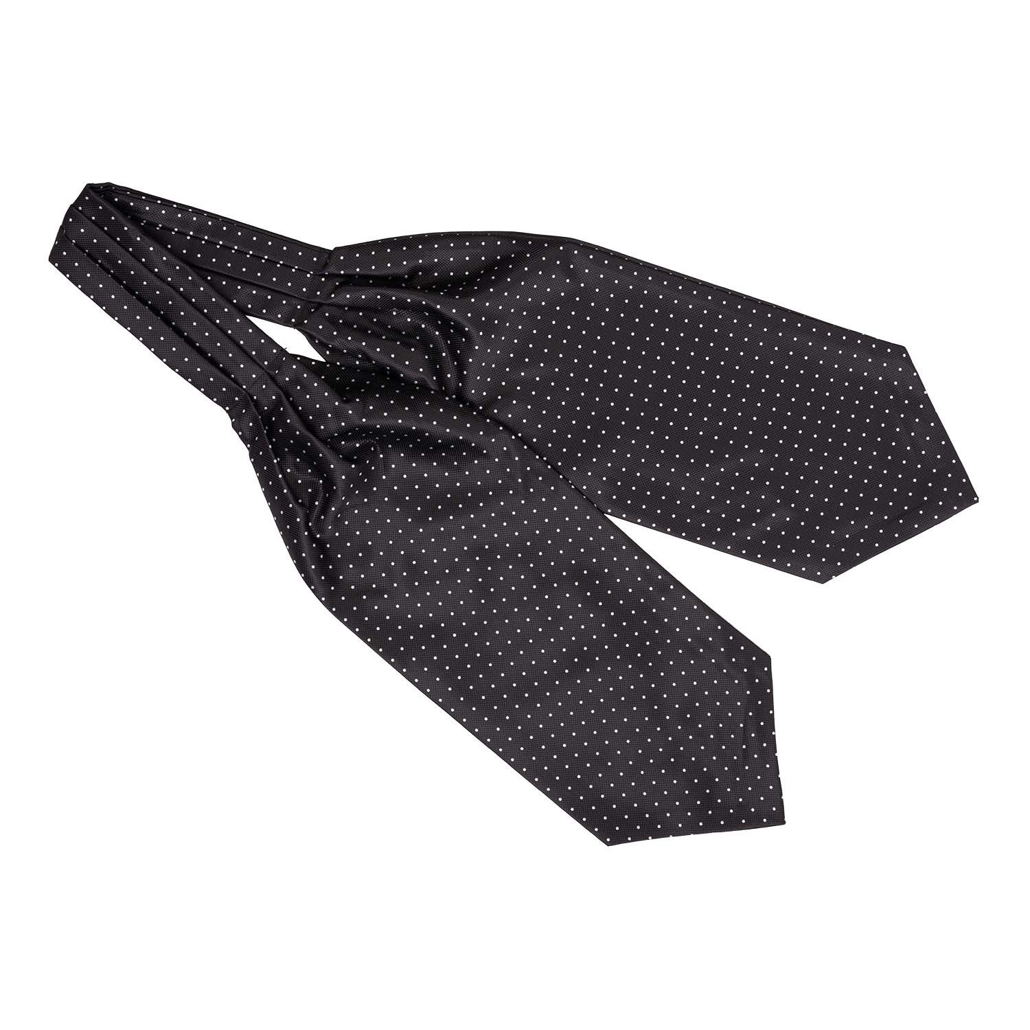 Black Polka Dot Cravat and Pocket Square Combo for Men