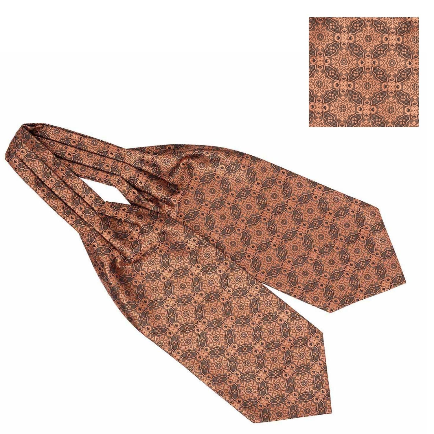 Brown Floral Cravat and Pocket Square Combo for Men