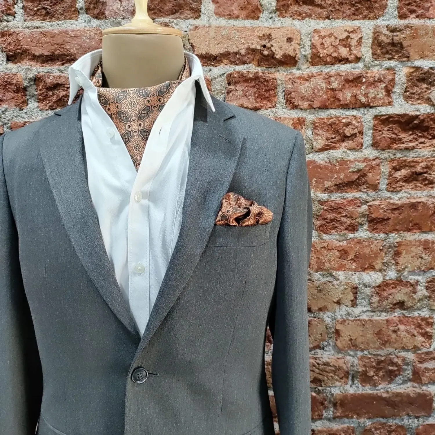 Brown Floral Cravat and Pocket Square Combo for Men