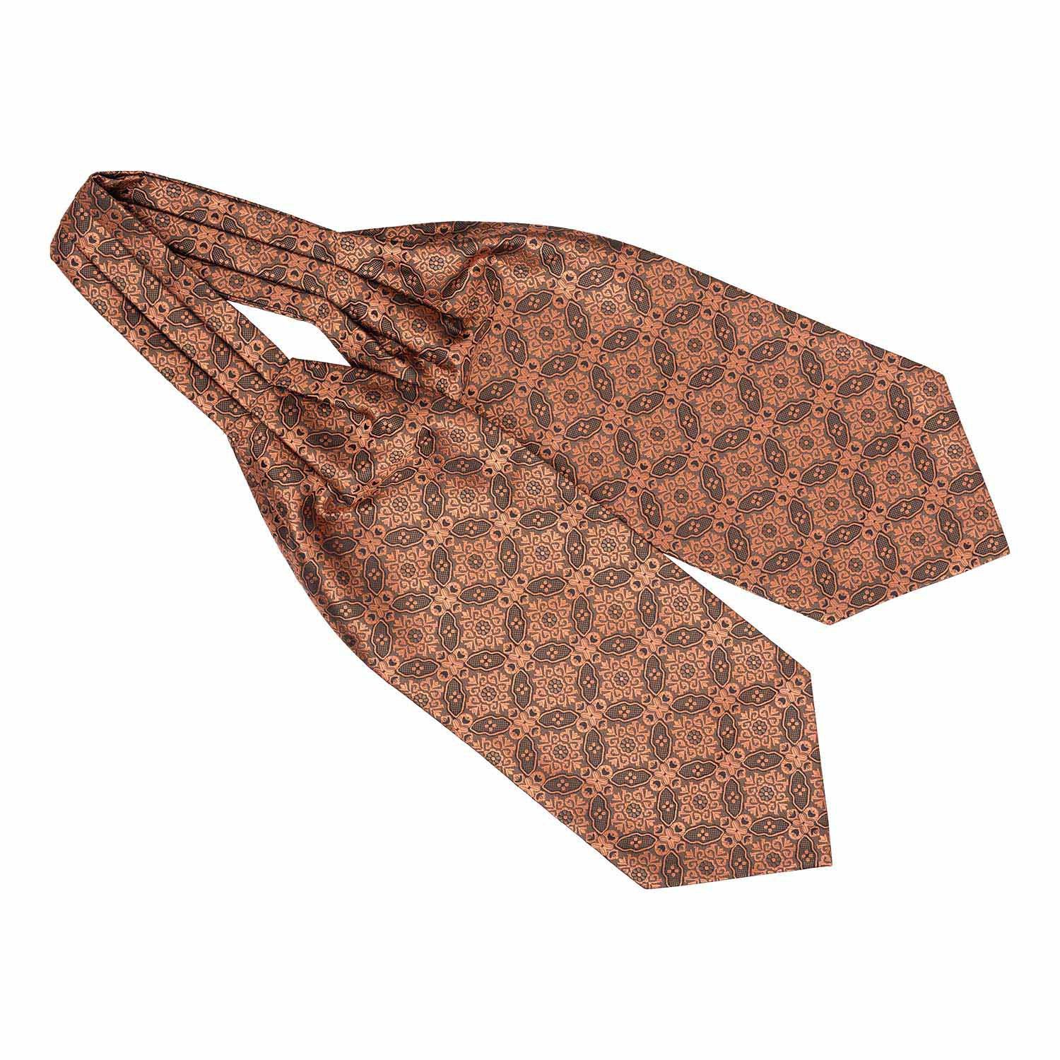 Brown Floral Cravat and Pocket Square Combo for Men