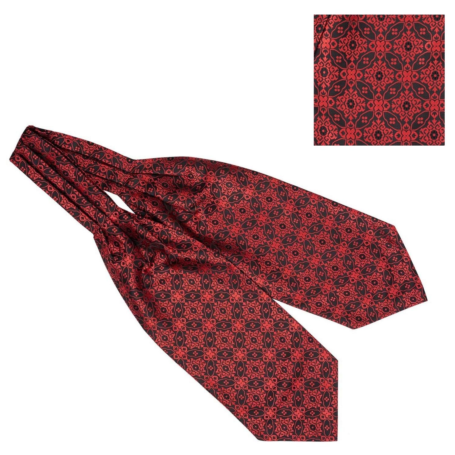 Red Floral Cravat and Pocket Square Combo for Men
