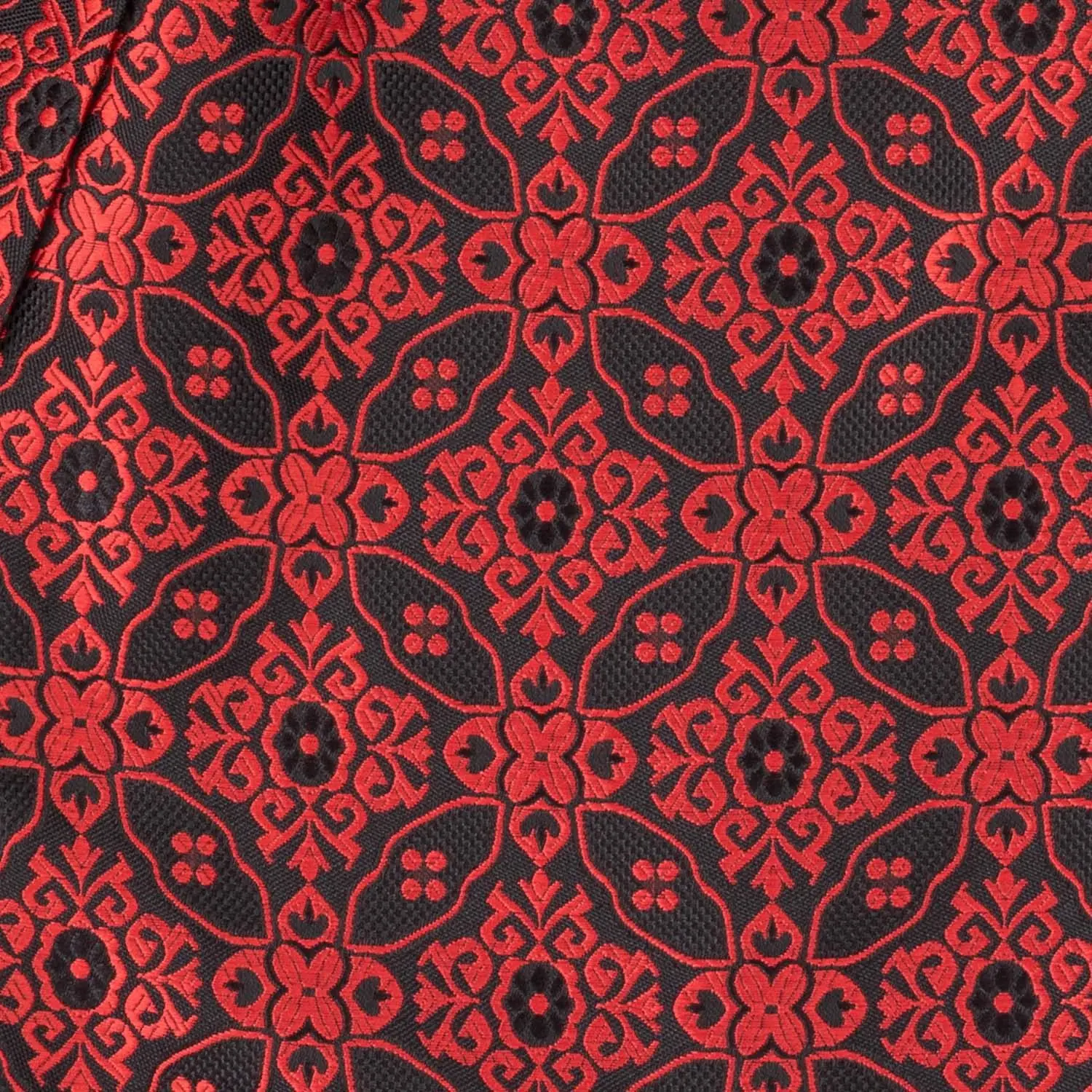 Red Floral Cravat and Pocket Square Combo for Men