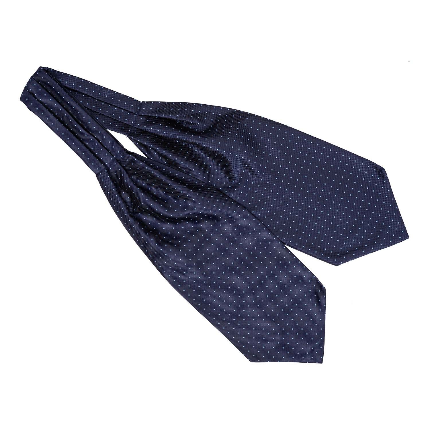 Navy Blue Polka Dot Cravat and Pocket Square Combo for Men
