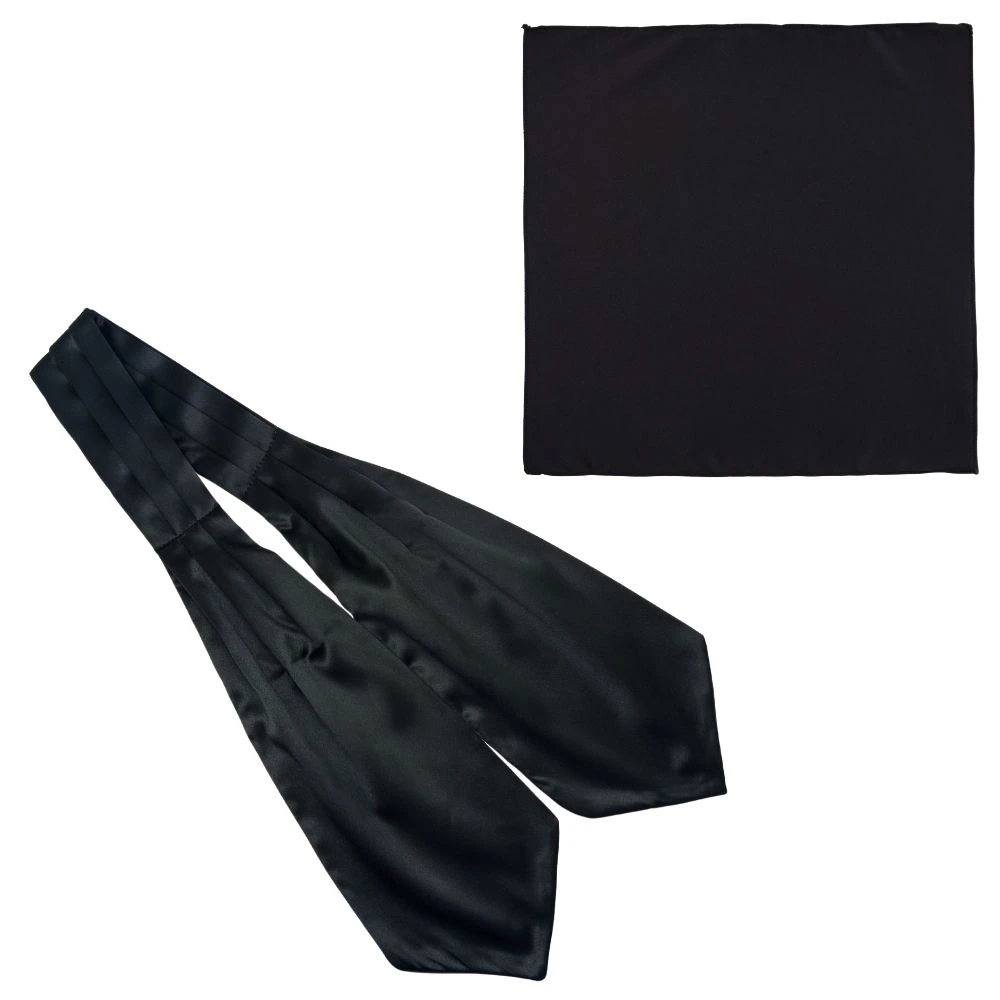 Black Cravat and Pocket Square Combo for Men