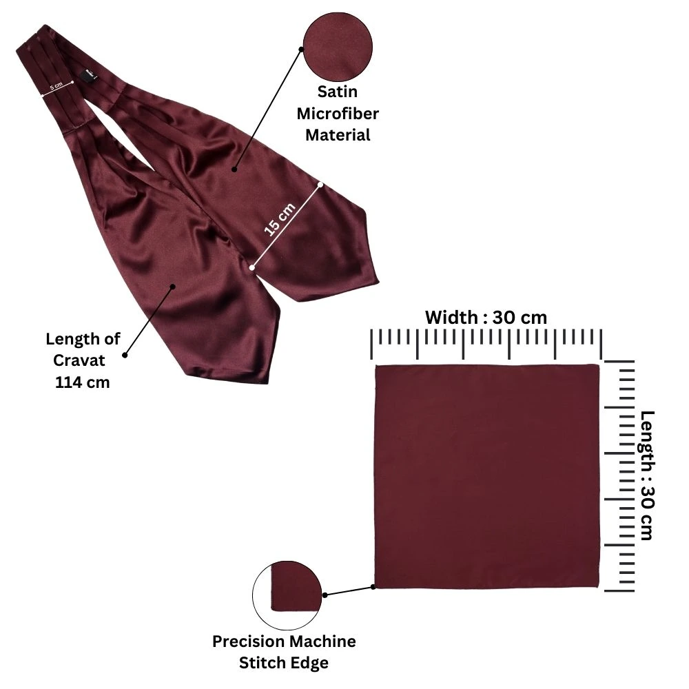Burgundy Cravat and Pocket Square Combo for Men