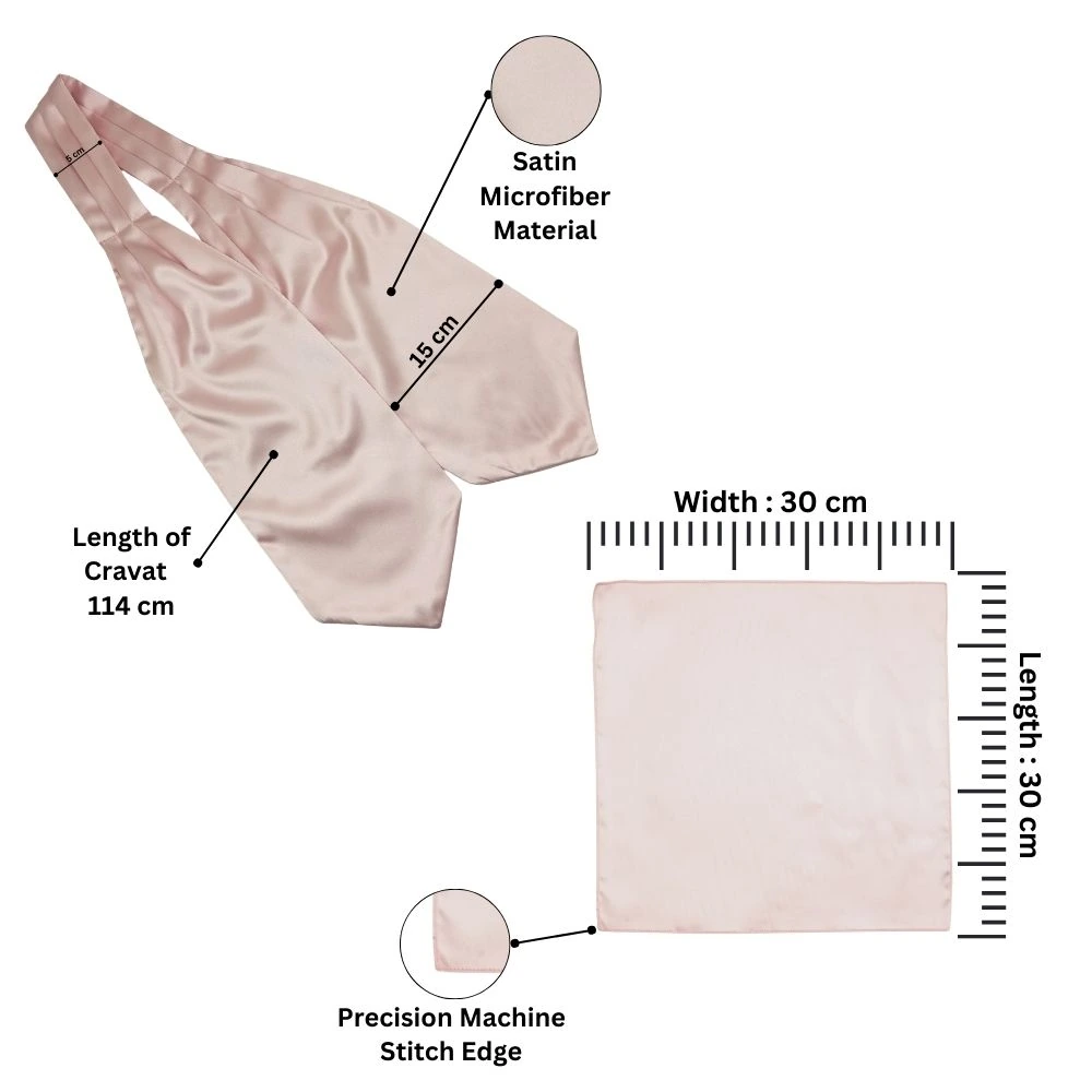 Pink Cravat and Pocket Square Combo for Men