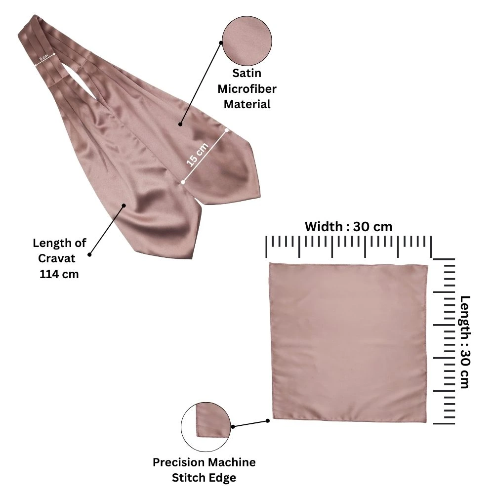 Rose Gold Cravat and Pocket Square Combo for Men