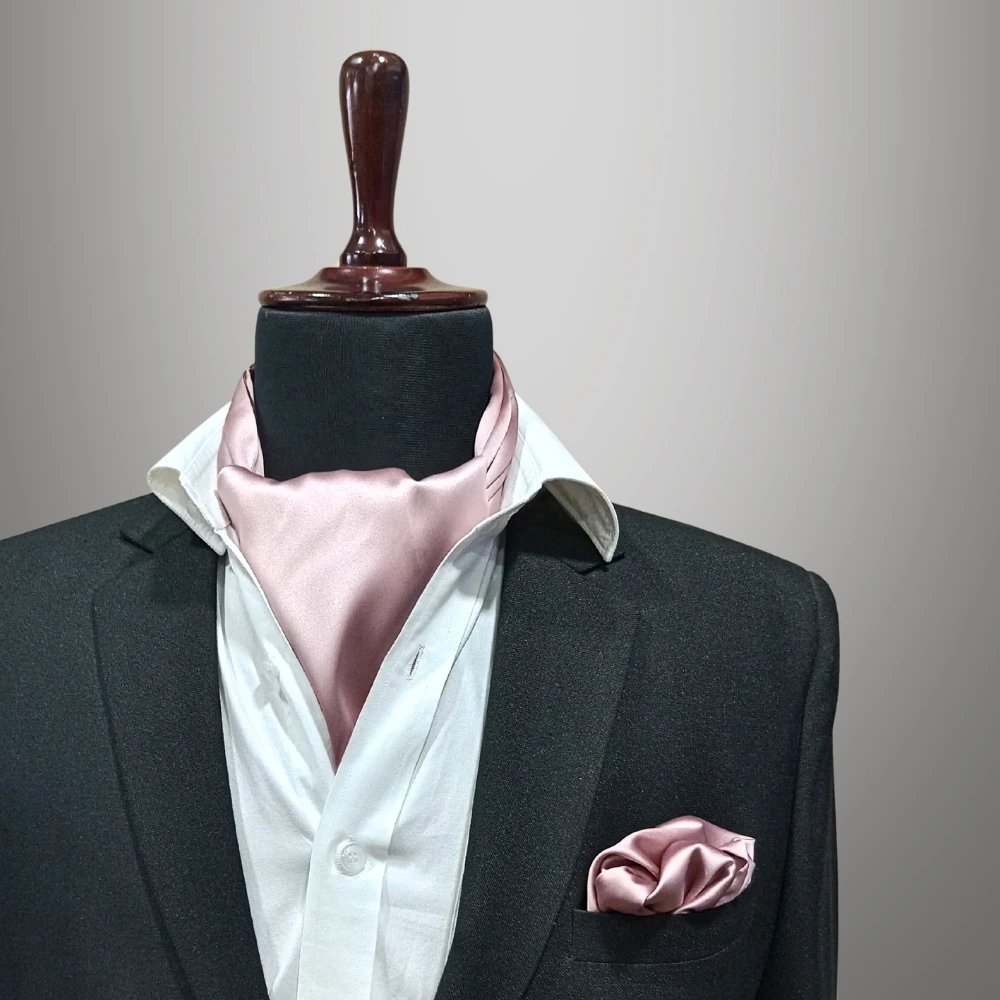 Rose Gold Cravat and Pocket Square Combo for Men