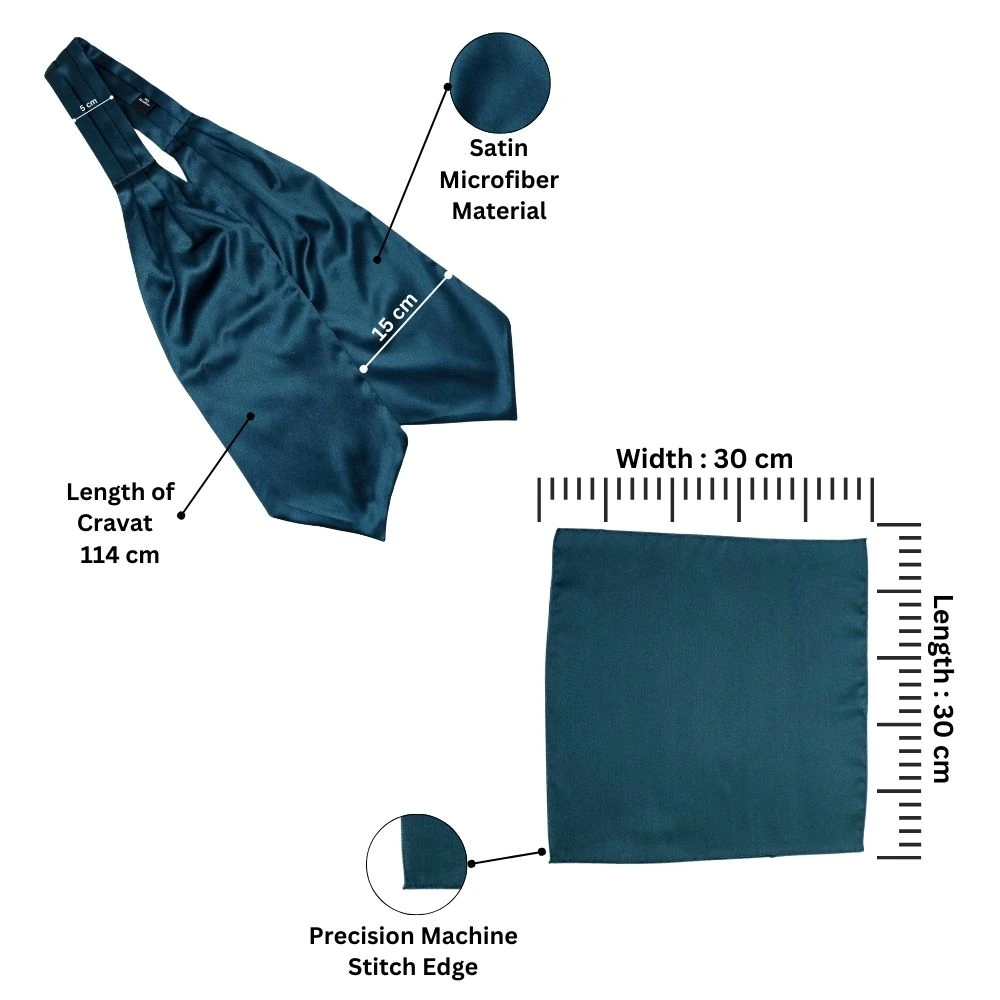Teal Cravat and Pocket Square Combo for Men