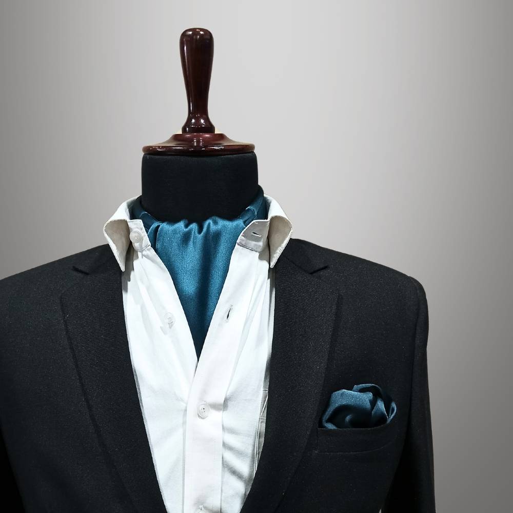 Teal Cravat and Pocket Square Combo for Men