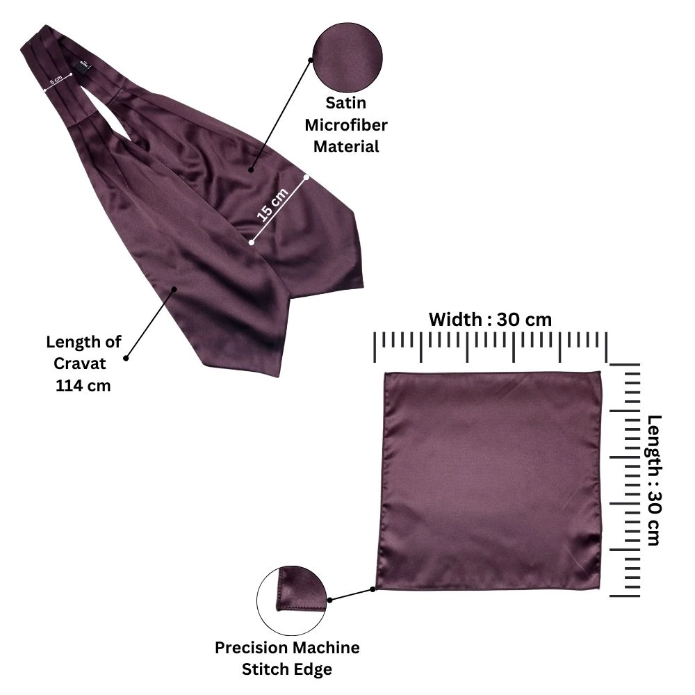 Wine Cravat and Pocket Square Combo for Men