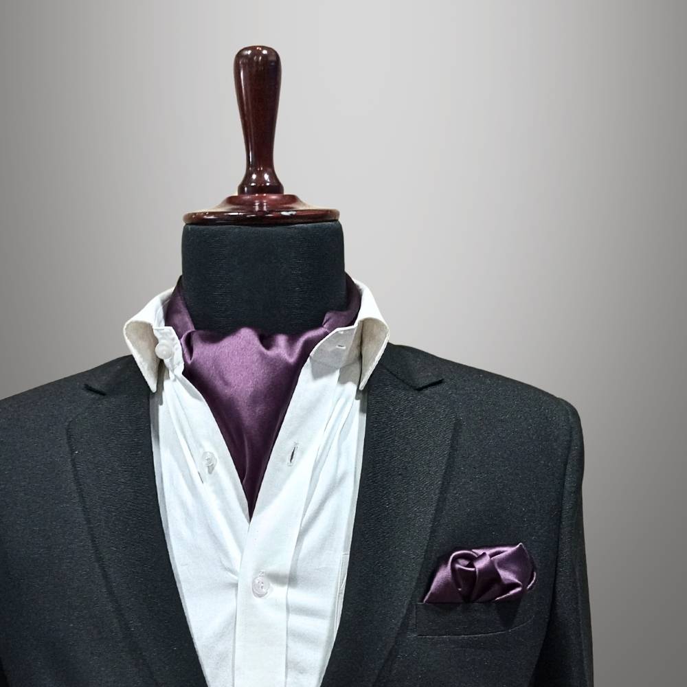 Wine Cravat and Pocket Square Combo for Men
