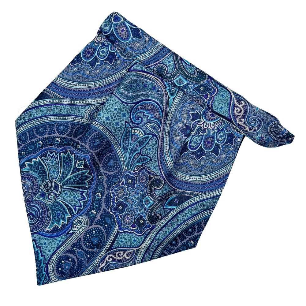 Blue Paisley Cravat and Pocket Square Combo for Men