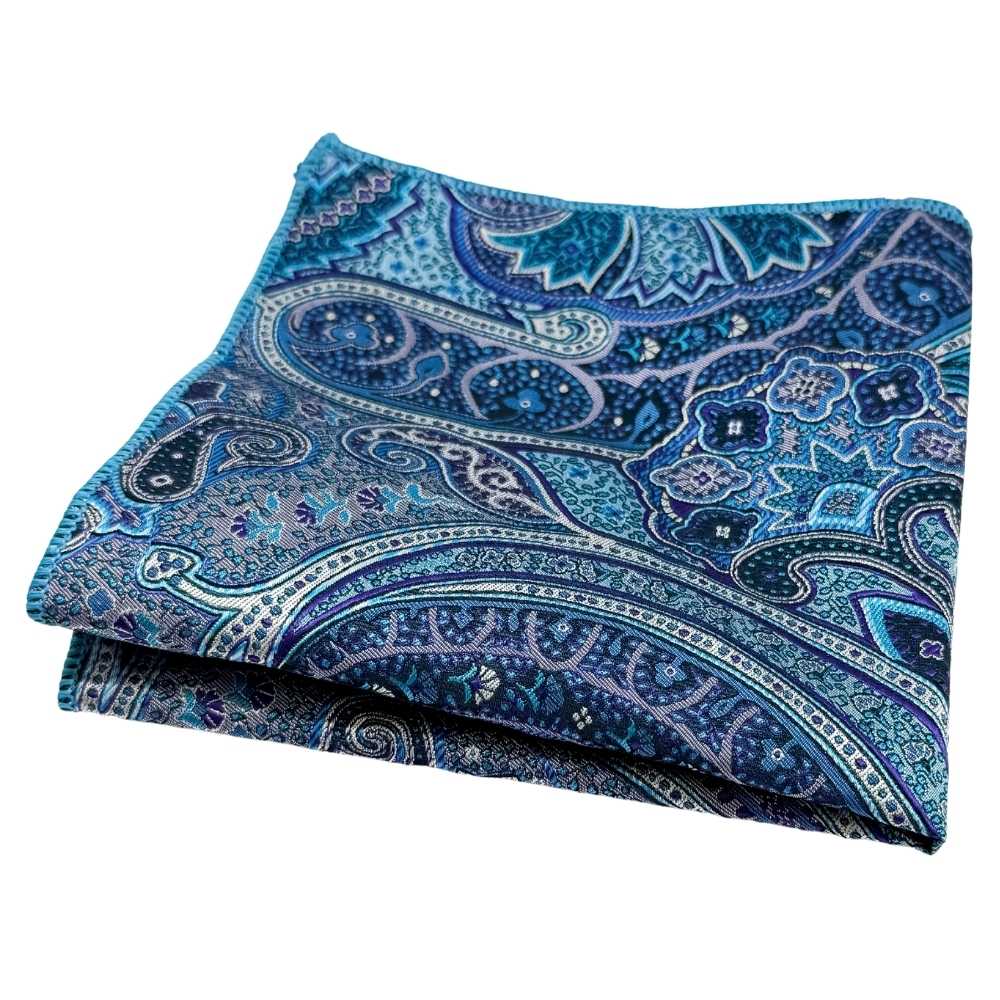 Blue Paisley Cravat and Pocket Square Combo for Men
