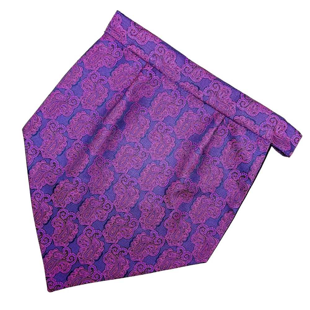 Purple Paisley Cravat and Pocket Square Combo for Men