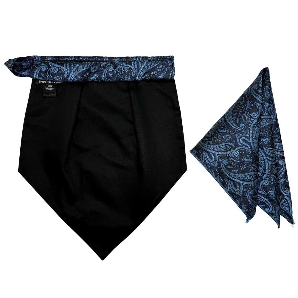 Blue Paisley Cravat and Pocket Square Combo for Men
