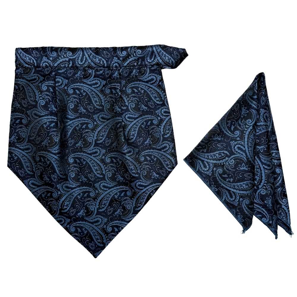 Blue Paisley Cravat and Pocket Square Combo for Men
