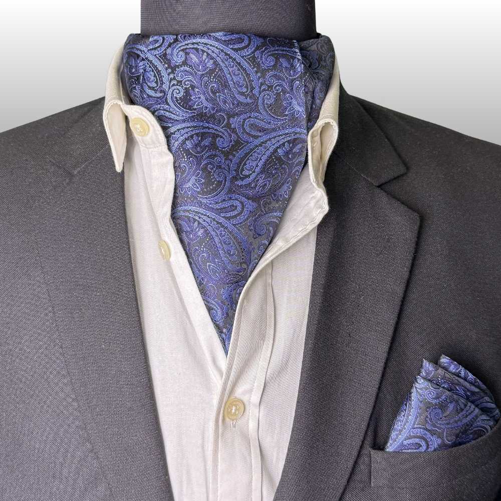 Blue Paisley Cravat and Pocket Square Combo for Men