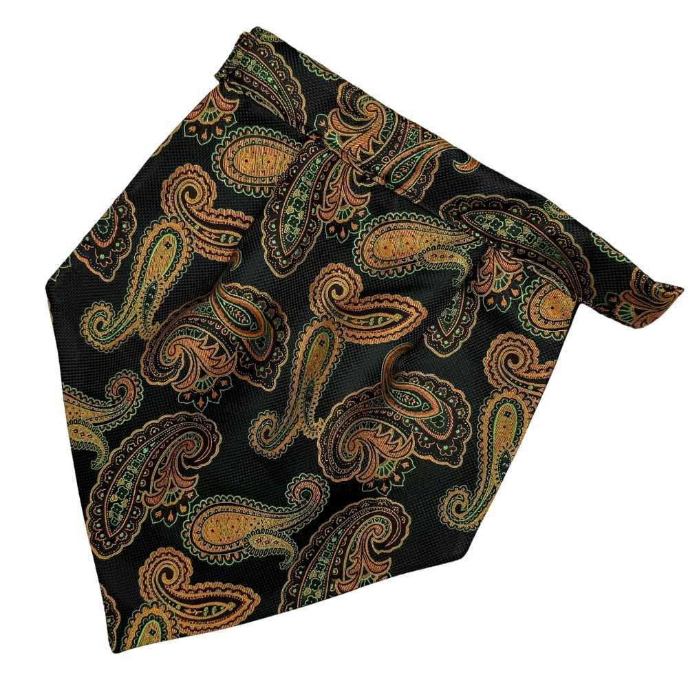 Black Paisley Cravat and Pocket Square Combo for Men