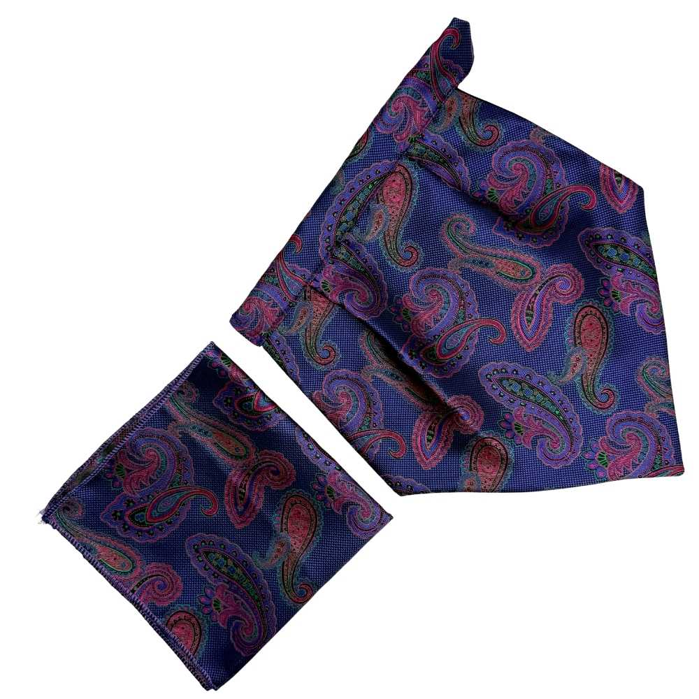Purple Paisley Cravat and Pocket Square Combo for Men