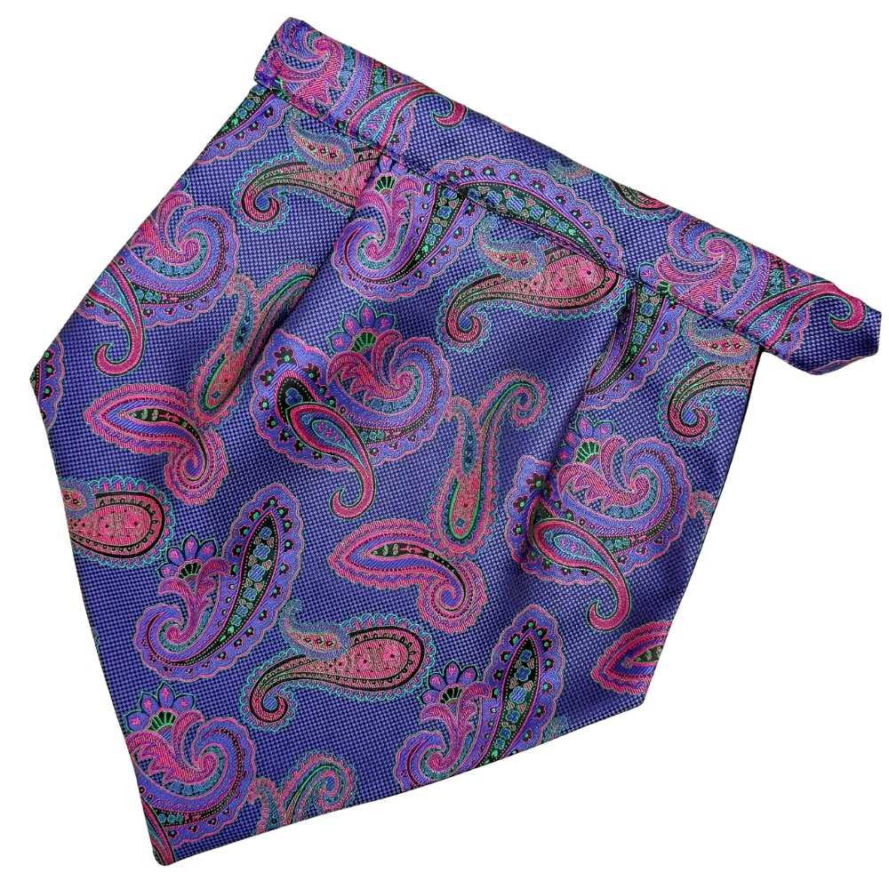 Purple Paisley Cravat and Pocket Square Combo for Men