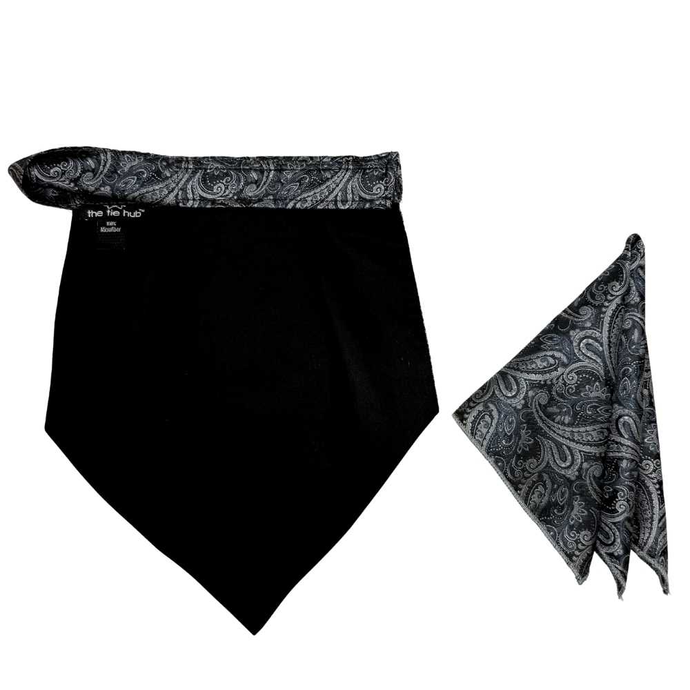 Black Paisley Cravat and Pocket Square Combo for Men