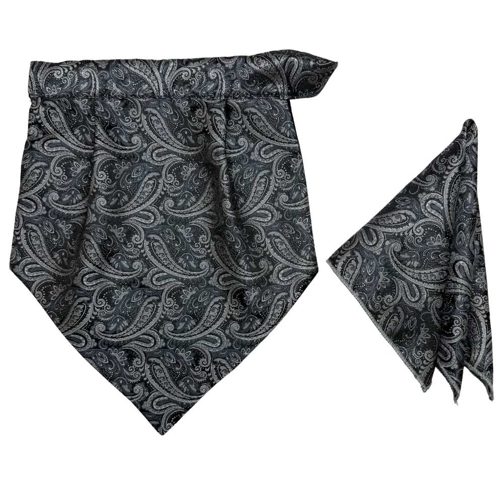 Black Paisley Cravat and Pocket Square Combo for Men