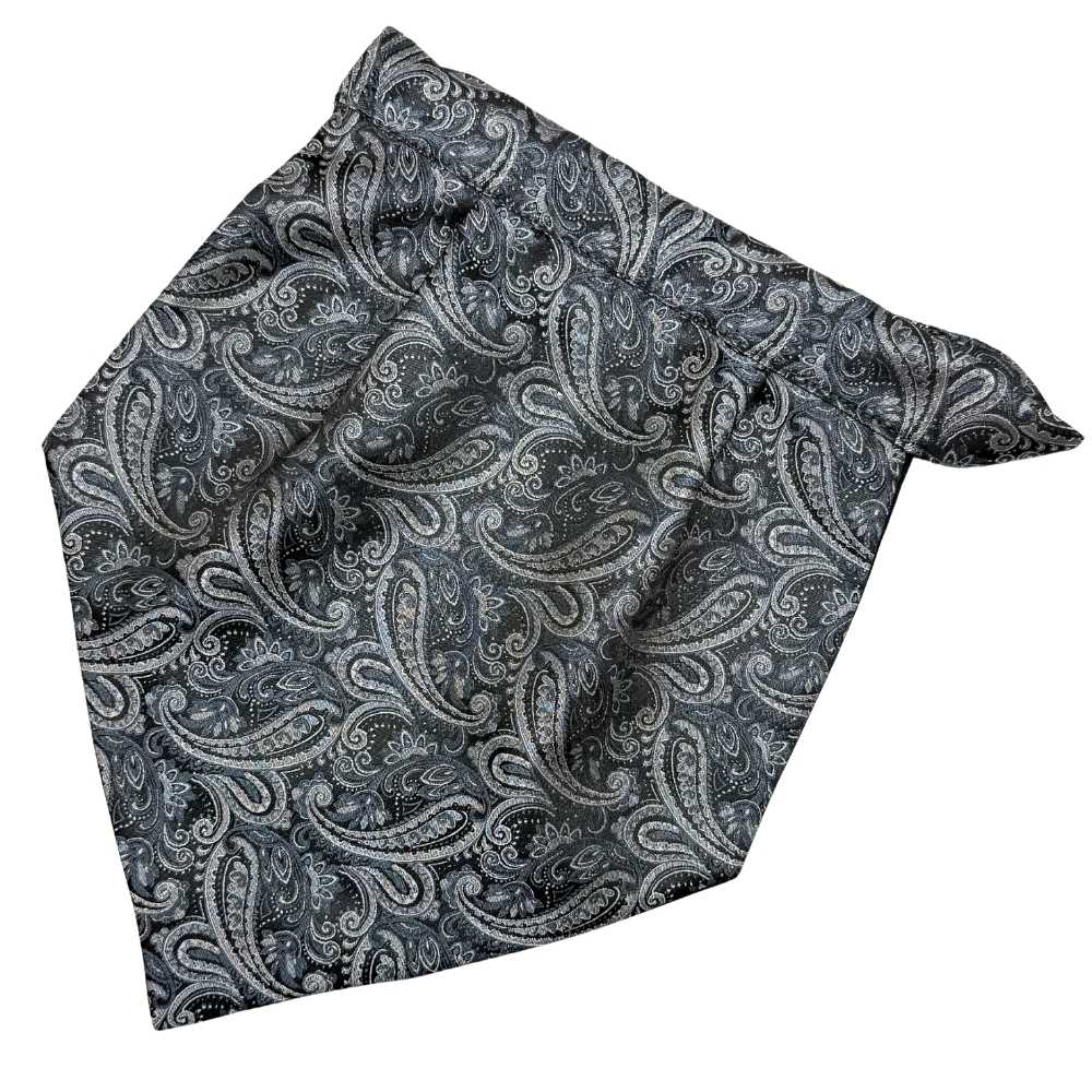 Black Paisley Cravat and Pocket Square Combo for Men