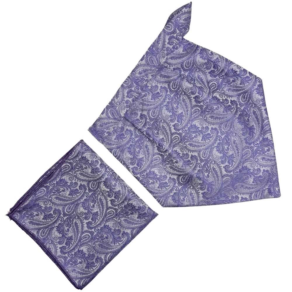 Lavender Paisley Cravat and Pocket Square Combo for Men