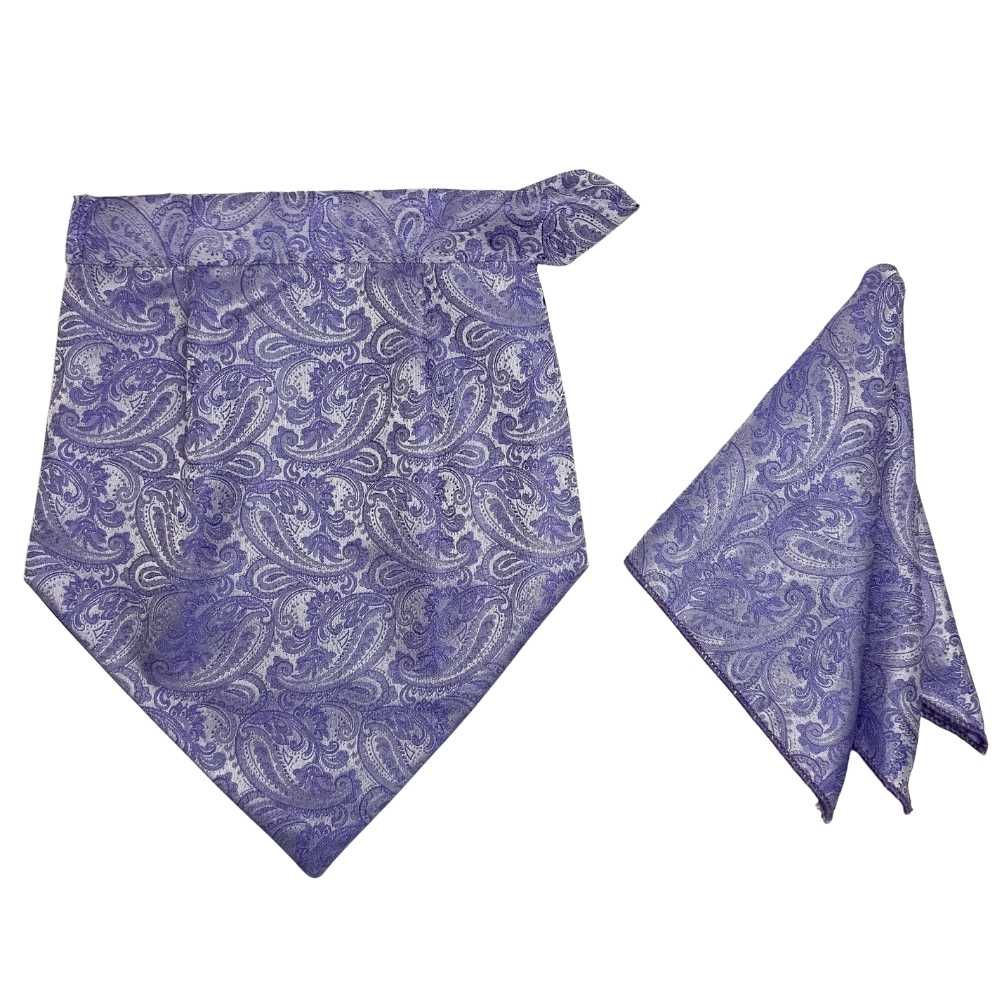 Lavender Paisley Cravat and Pocket Square Combo for Men