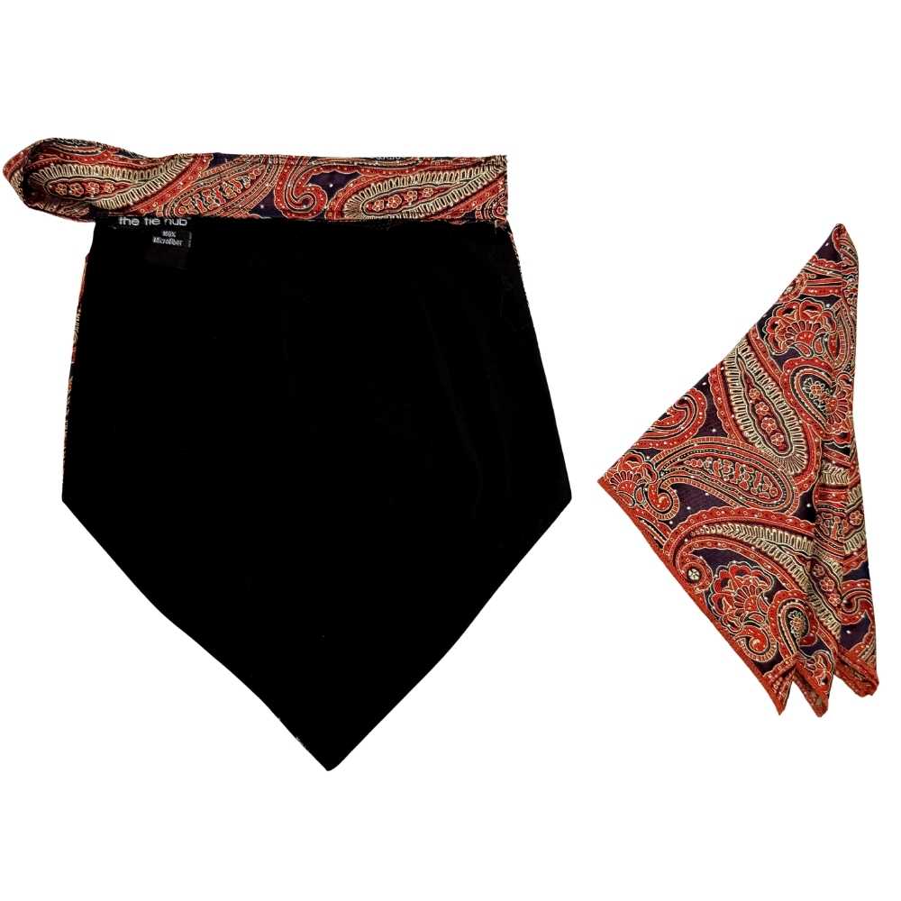 Orange Paisley Cravat and Pocket Square Combo for Men