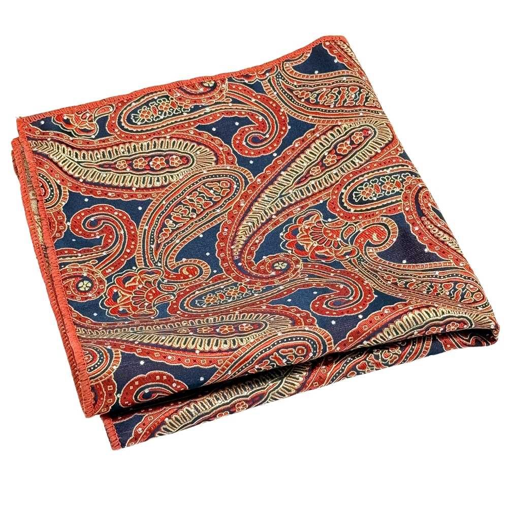 Orange Paisley Cravat and Pocket Square Combo for Men