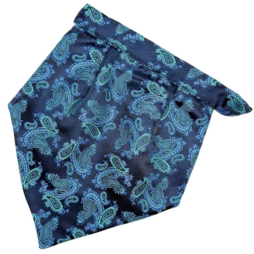 Navy Blue Paisley Cravat and Pocket Square Combo for Men