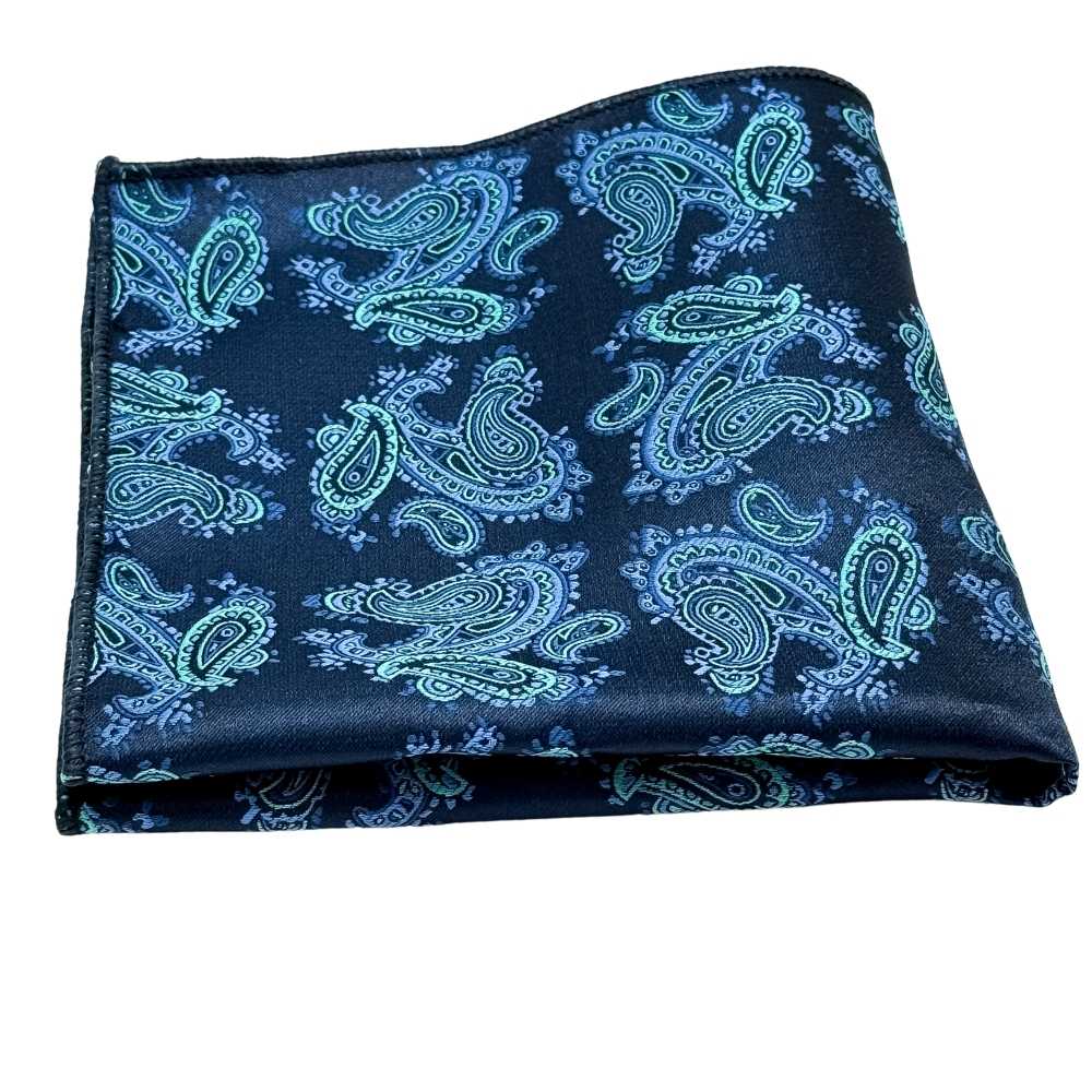 Navy Blue Paisley Cravat and Pocket Square Combo for Men