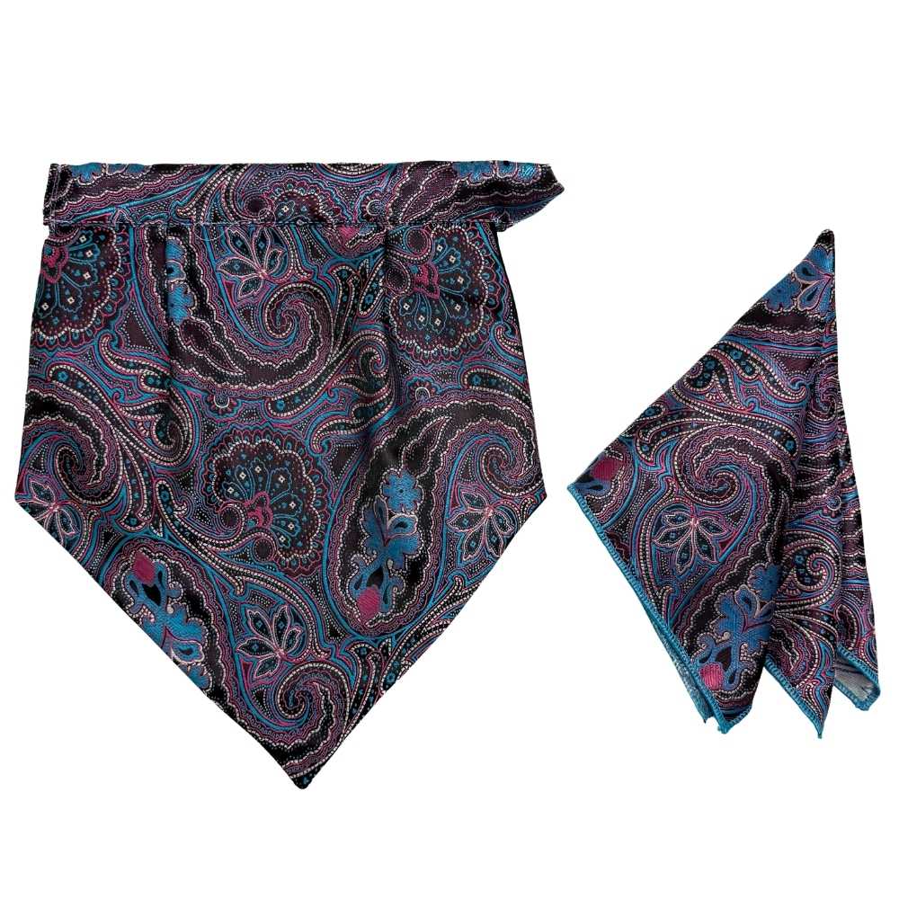 Purple Paisley Cravat and Pocket Square Combo for Men