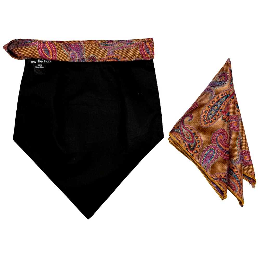 Mustard Paisley Cravat and Pocket Square Combo for Men