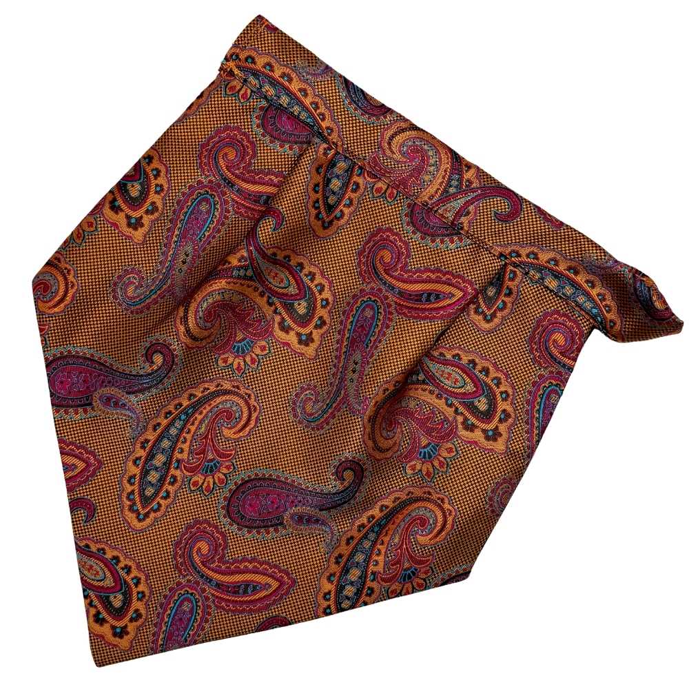 Mustard Paisley Cravat and Pocket Square Combo for Men