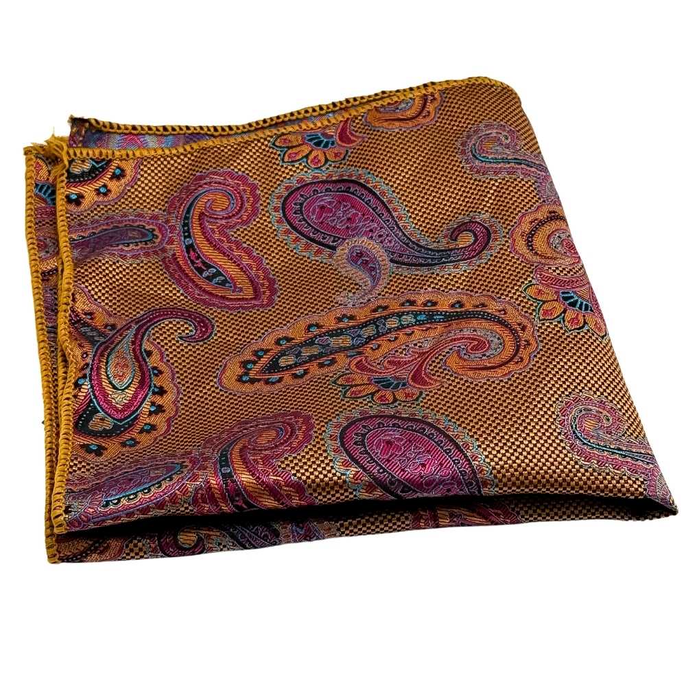 Mustard Paisley Cravat and Pocket Square Combo for Men